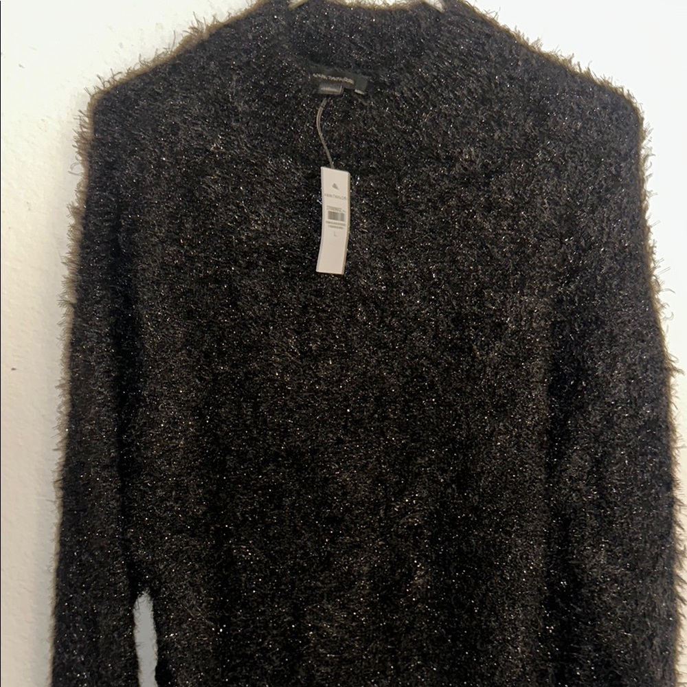 Ann Taylor Black Fuzzy Sweater